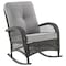 Manhattan Comfort Furttuo Steel Rattan Outdoor Rocking Chair with Cushions in Grey OD-CV017-GY - alternate 1